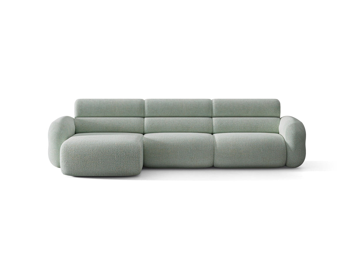 Linkes L-Ecksofa Neo von Micadoni in Dunkles Olivgrün, mit hoher Rückenlehne, schwarzen Kunststoffbeinen und tiefer gepolsterter Sitzfläche.