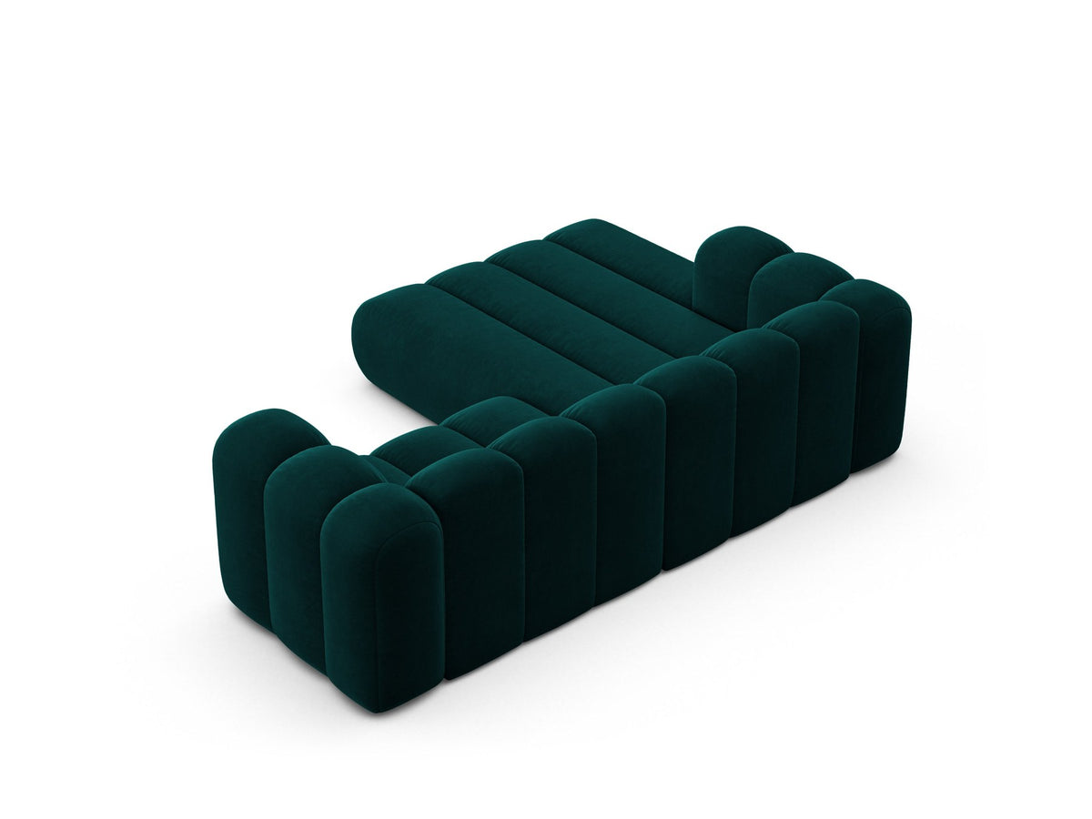 Lupine Linkes Ecksofa von Micadoni in Beige, L-förmiges Ecksofa mit Samtstoff Venus, schwarzen Kunststoffbeinen, Ausrichtung links.