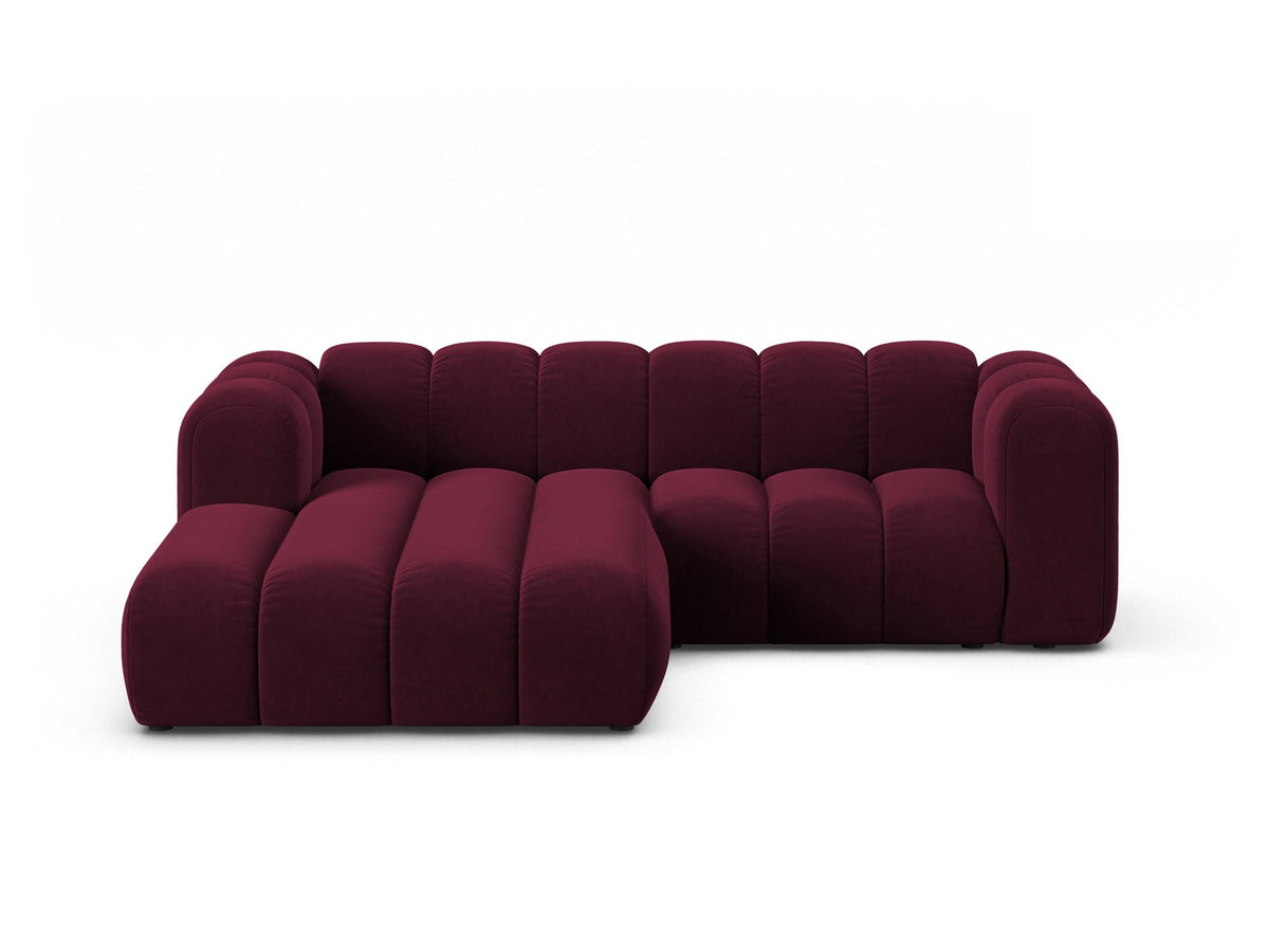 Lupine Linkes Ecksofa von Micadoni in Beige, L-förmiges Ecksofa mit Samtstoff Venus, schwarzen Kunststoffbeinen, Ausrichtung links.