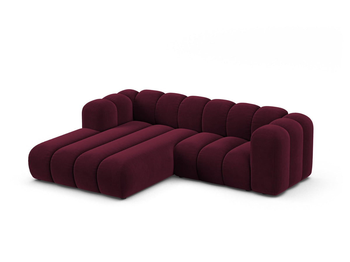 Lupine Linkes Ecksofa von Micadoni in Beige, L-förmiges Ecksofa mit Samtstoff Venus, schwarzen Kunststoffbeinen, Ausrichtung links.