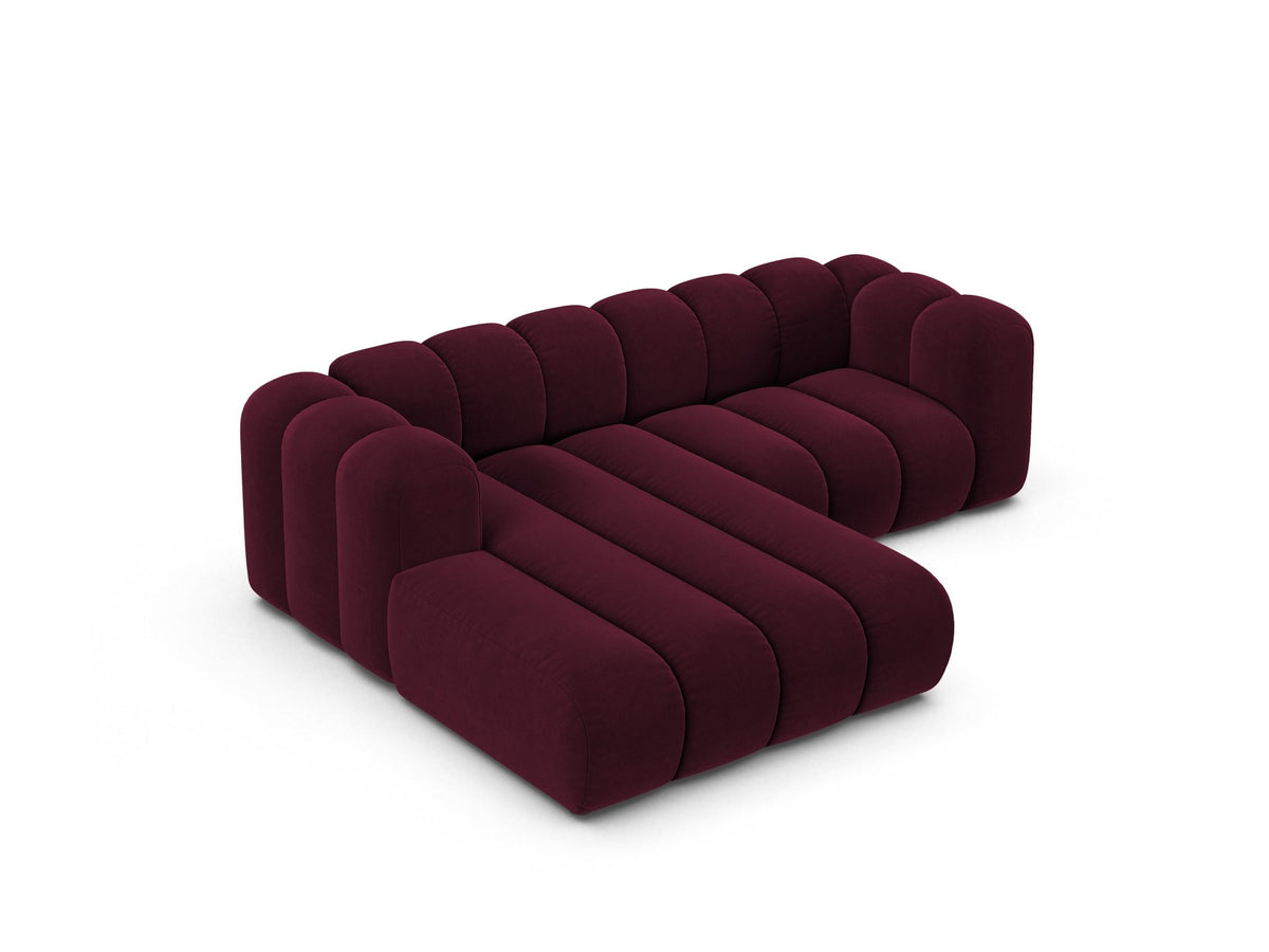 Lupine Linkes Ecksofa von Micadoni in Beige, L-förmiges Ecksofa mit Samtstoff Venus, schwarzen Kunststoffbeinen, Ausrichtung links.