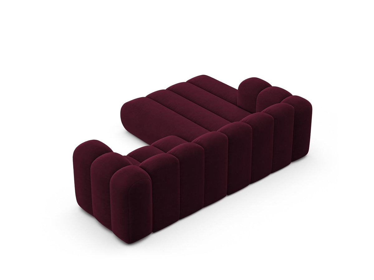 Lupine Linkes Ecksofa von Micadoni in Beige, L-förmiges Ecksofa mit Samtstoff Venus, schwarzen Kunststoffbeinen, Ausrichtung links.