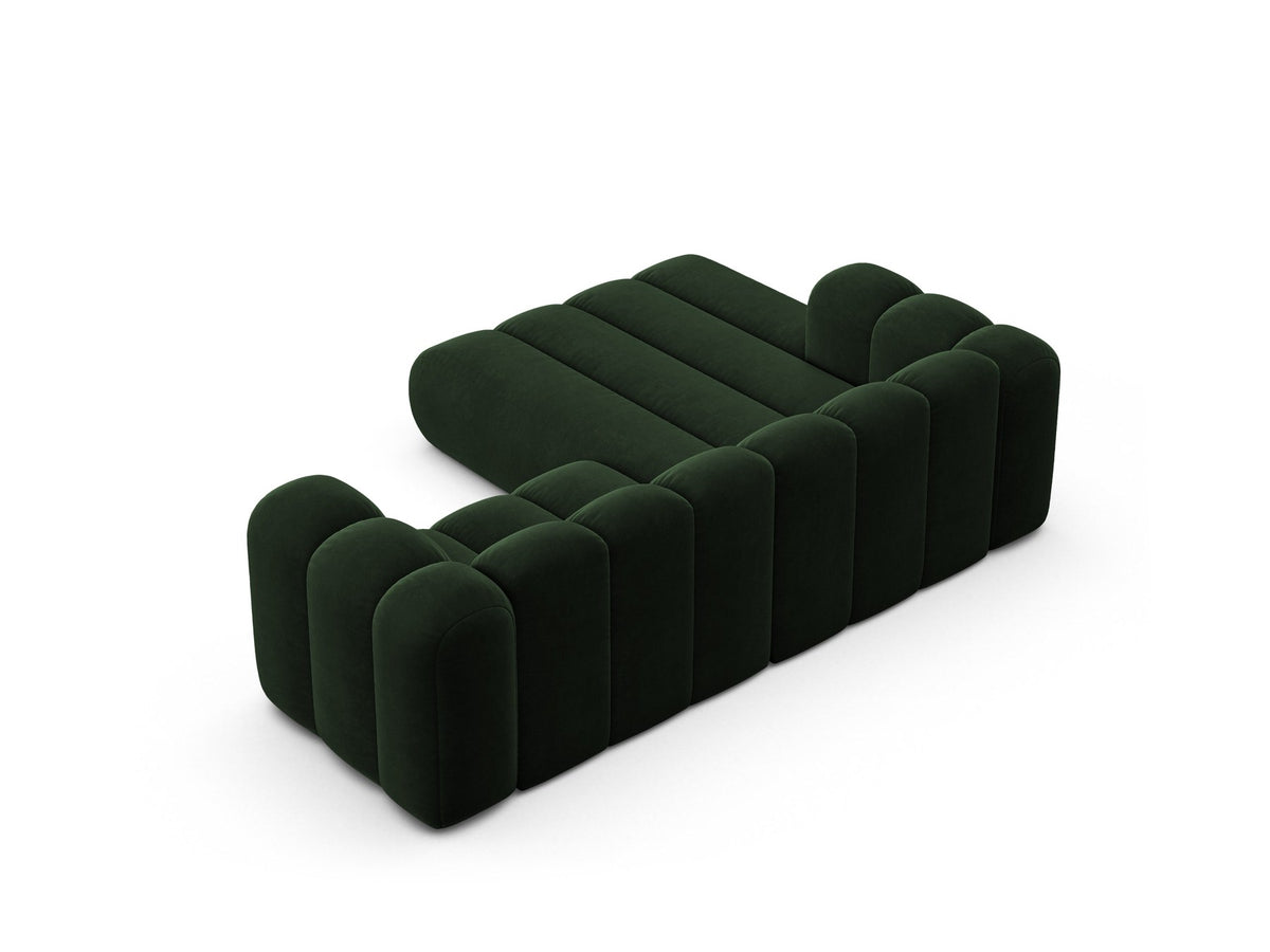 Lupine Linkes Ecksofa von Micadoni in Beige, L-förmiges Ecksofa mit Samtstoff Venus, schwarzen Kunststoffbeinen, Ausrichtung links.