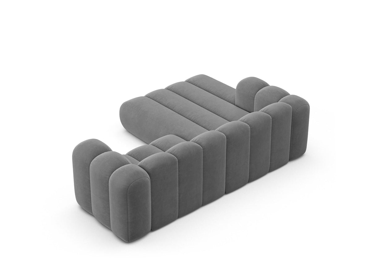 Lupine Linkes Ecksofa von Micadoni in Beige, L-förmiges Ecksofa mit Samtstoff Venus, schwarzen Kunststoffbeinen, Ausrichtung links.