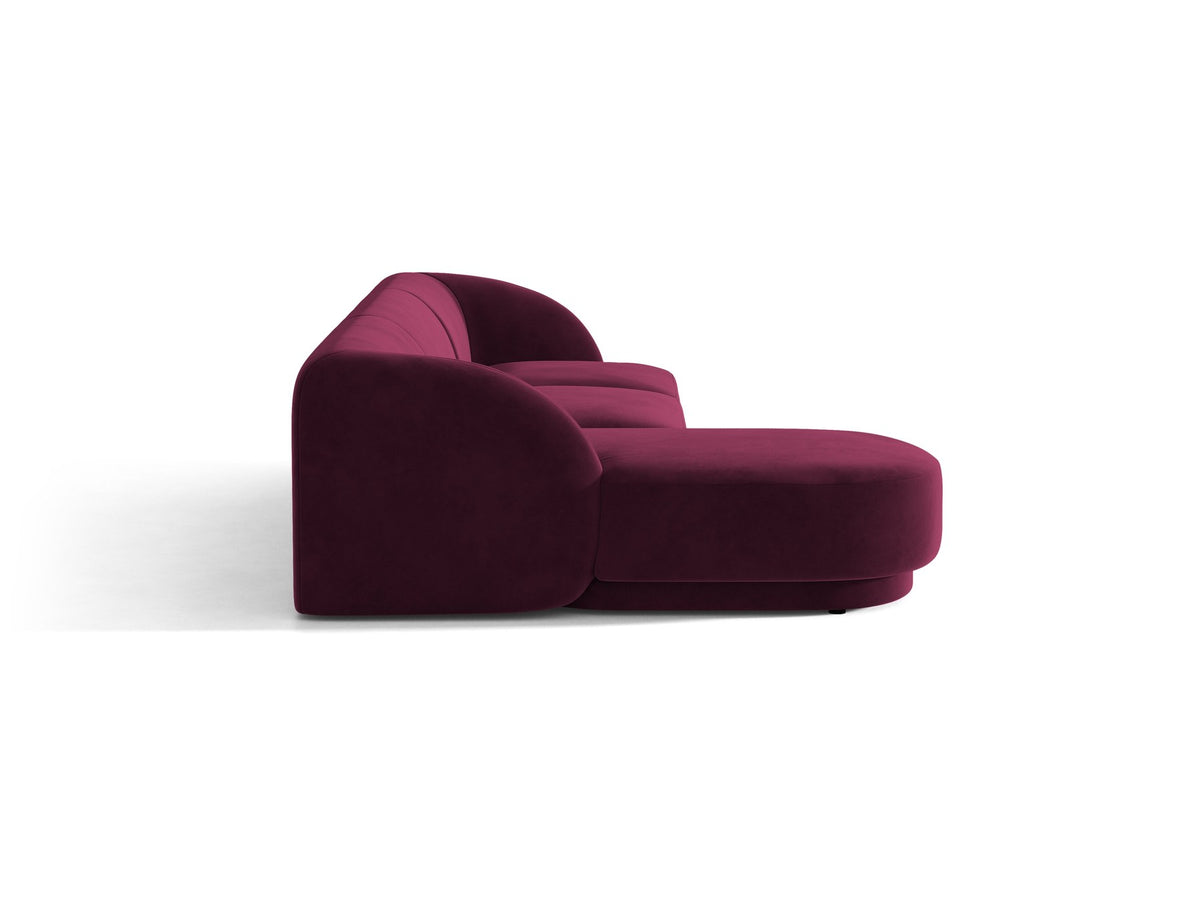 Miley Linkes Ecksofa von Micadoni, L-Sofa links in Dunkelbeige mit Bluvel-Stoffbezug und schwarzen Kunststoffbeinen, Frontalansicht.