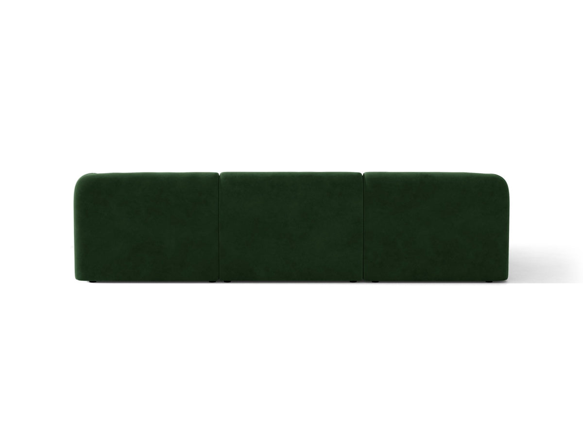 Miley Linkes Ecksofa von Micadoni, L-Sofa links in Dunkelbeige mit Bluvel-Stoffbezug und schwarzen Kunststoffbeinen, Frontalansicht.