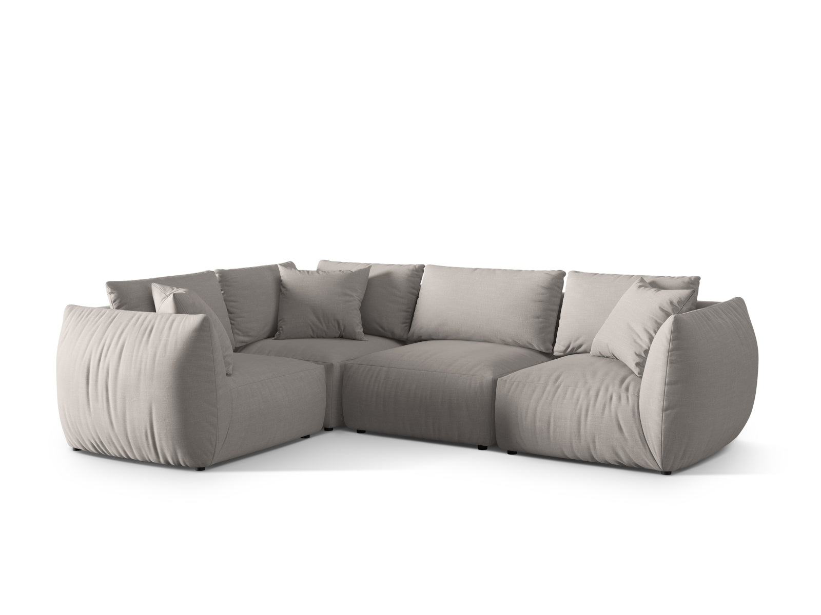 Stylisches Chris Ecksofa links, 4-Sitzer in edlem Natural-LINS, perfekt für entspannte Stunden und zeitgemäße Einrichtung.