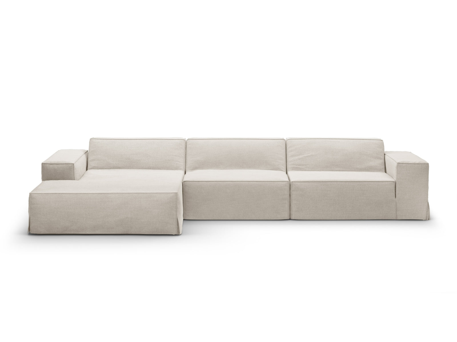 Eleganter, niedriger Amaya Schrank von White Label Living in Weiß mit zwei Türen, ideal für stilvolle Aufbewahrung und Dekoration.