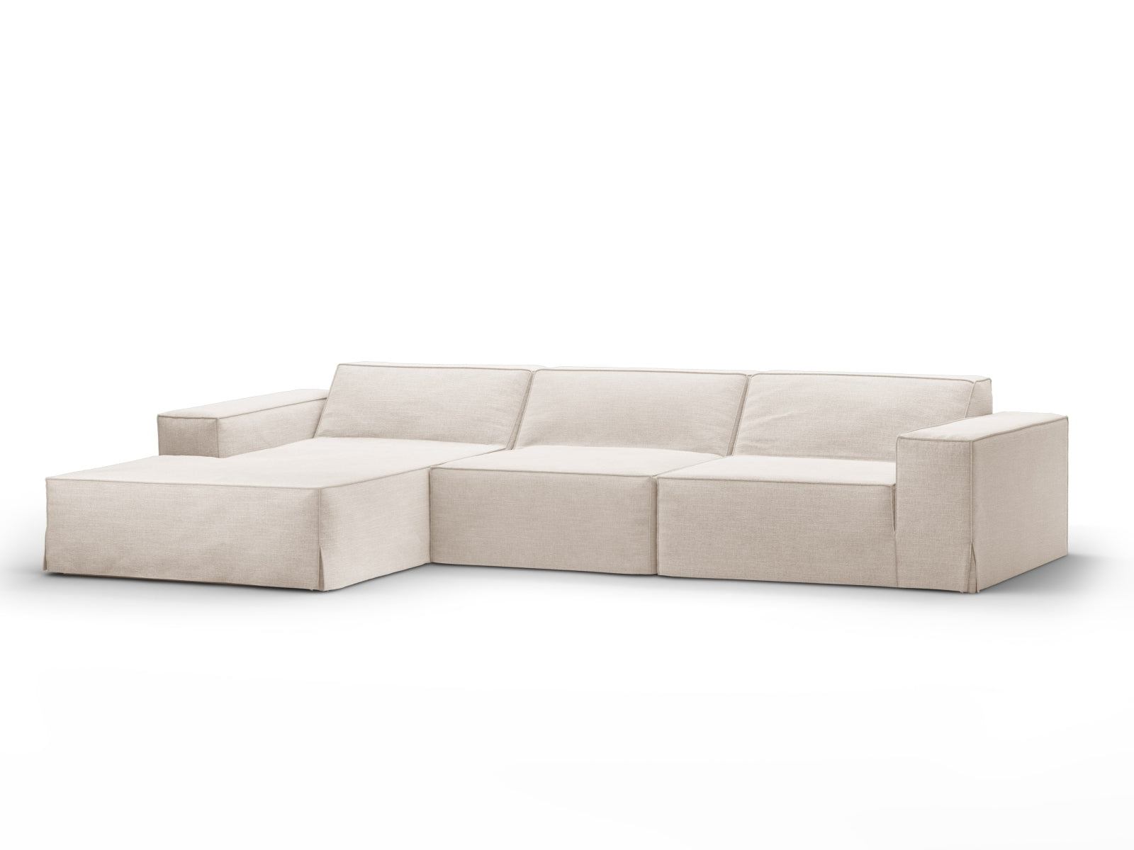 Beige Jodie Ecksofa links, 4-Sitzer, modulares Design von Micadoni, ideal für stilvolle Wohnräume, bequem und modern.