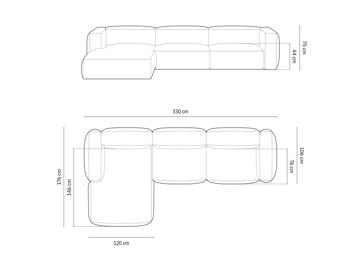 3-Sitzer Modular Ecksofa links Martina in Grey Beige Melange-Monet präsentiert im Onlineshop von KAQTU Design AG. Ecksofa links ist von Micadoni