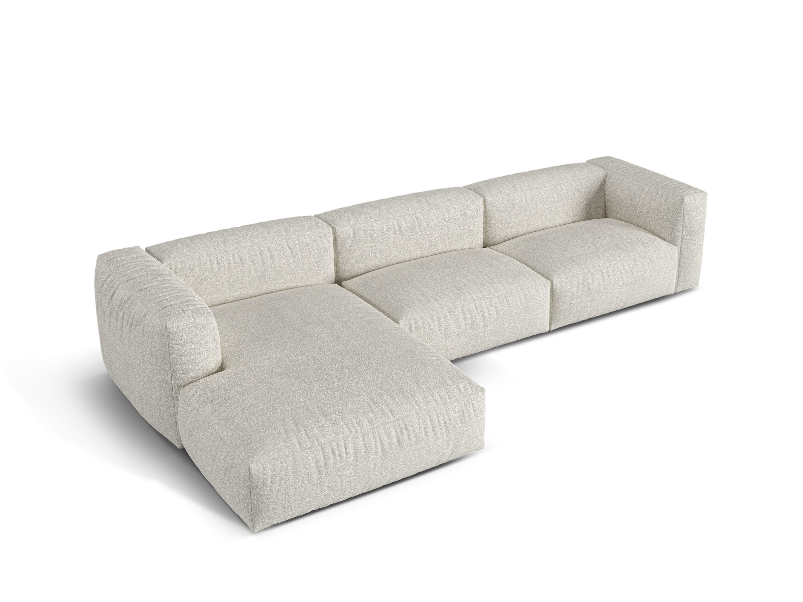 Elegantes 3-Sitzer XL Ecksofa links Martina in Grau-Beige Melange, ideal für stilvolle und komfortable Wohnräume von Micadoni.