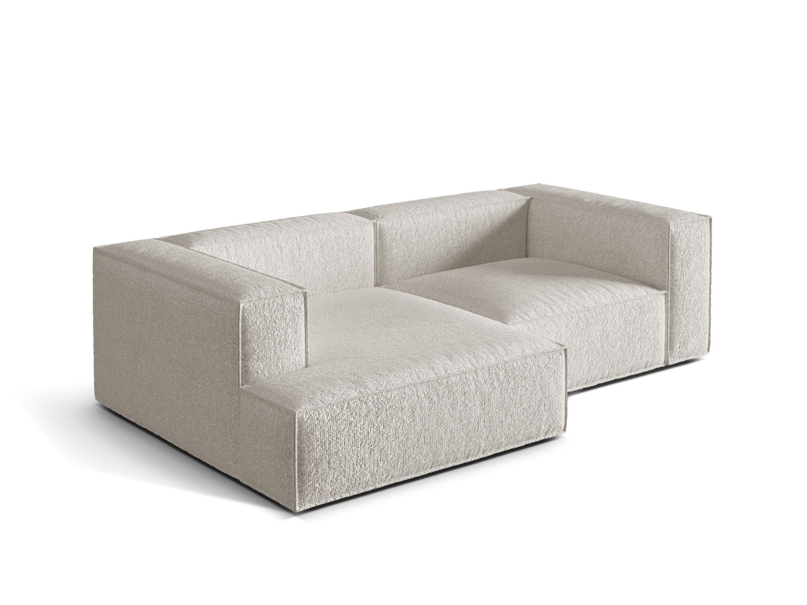 Entdecken Sie das elegante Nuria Boucle Modular Ecksofa links von Micadoni – ein 3-Sitzer mit luxuriöser Boucle-Oberfläche und modernem Design.