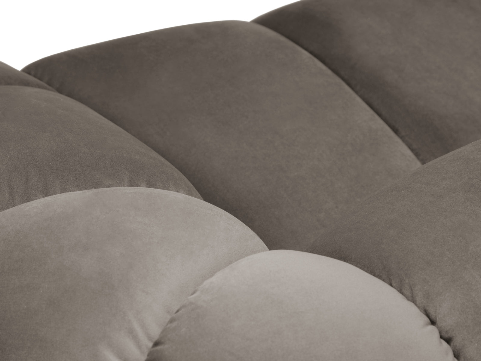 Elegantes linksseitiges Ecksofa Diana Velour in Grau-Braun, ideal für entspannte Stunden und stilvolle Einrichtungsideen.