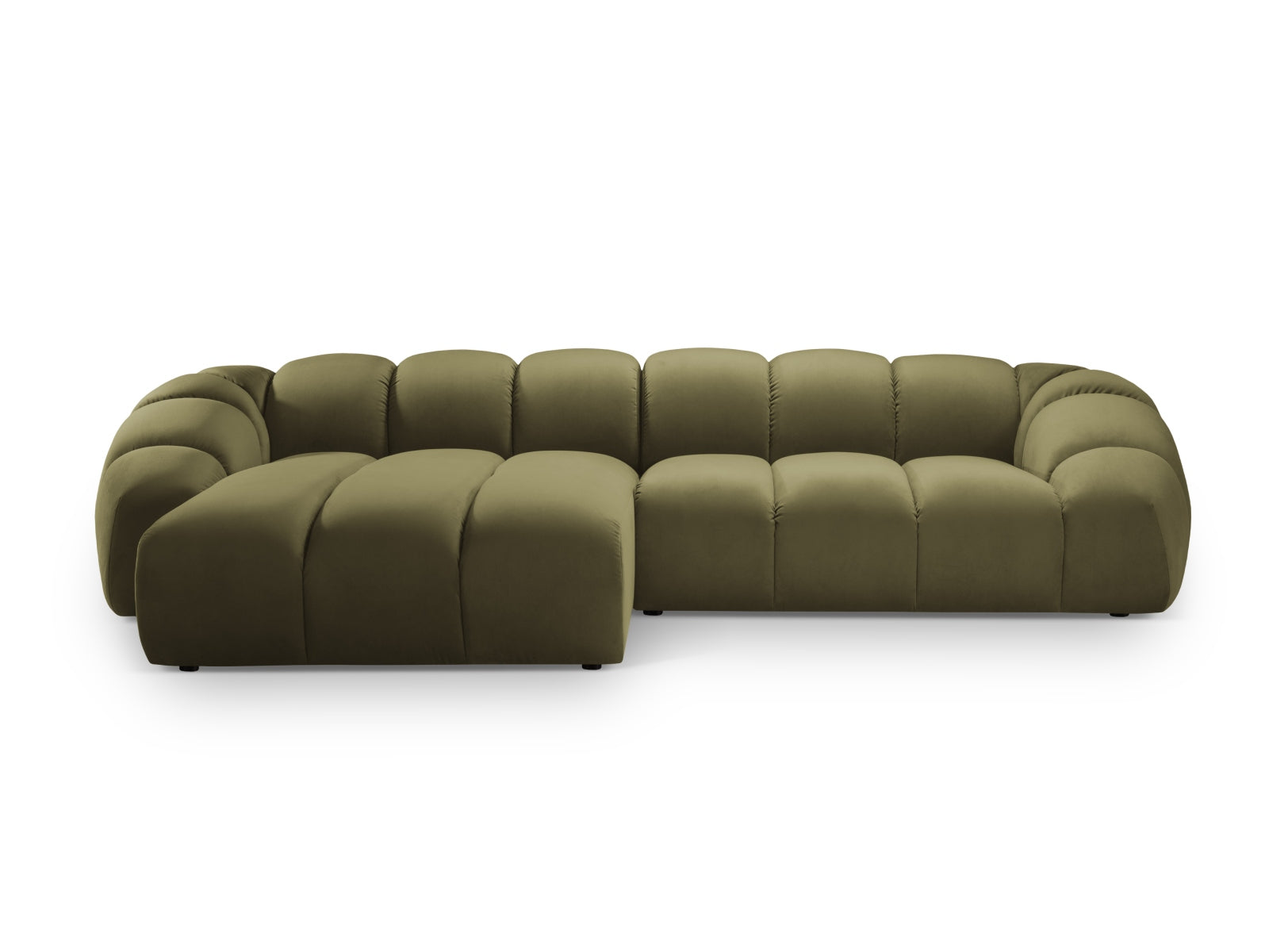 Diana Velour links Ecksofa 4 Sitzer in Green präsentiert im Onlineshop von KAQTU Design AG. Ecksofa links ist von Micadoni