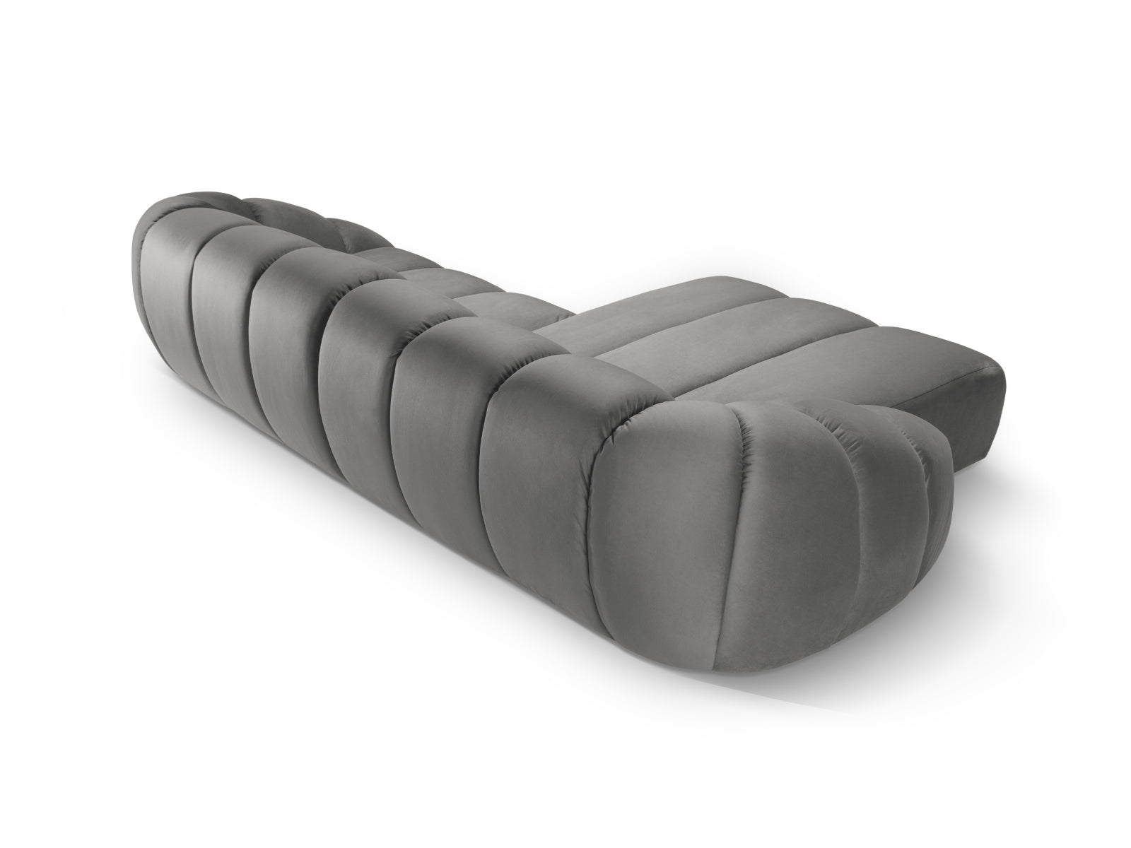 Modernes 4-Sitzer Ecksofa Diana Velour in elegantem Grau, linksseitig, von Micadoni – perfekt für gemütliche und stilvolle Wohnambiente.