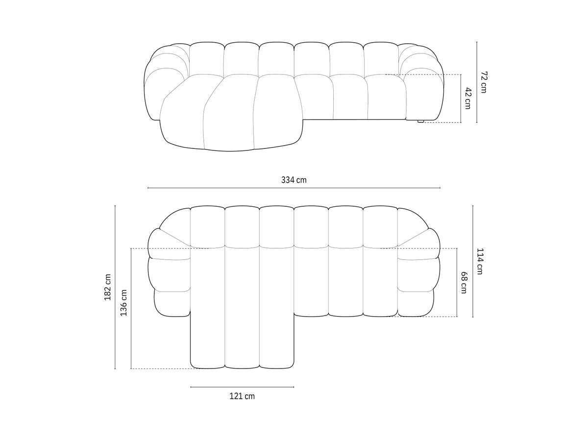 Diana Velour links Ecksofa 4 Sitzer in Black-Salvador präsentiert im Onlineshop von KAQTU Design AG. L-Sofa links ist von Micadoni
