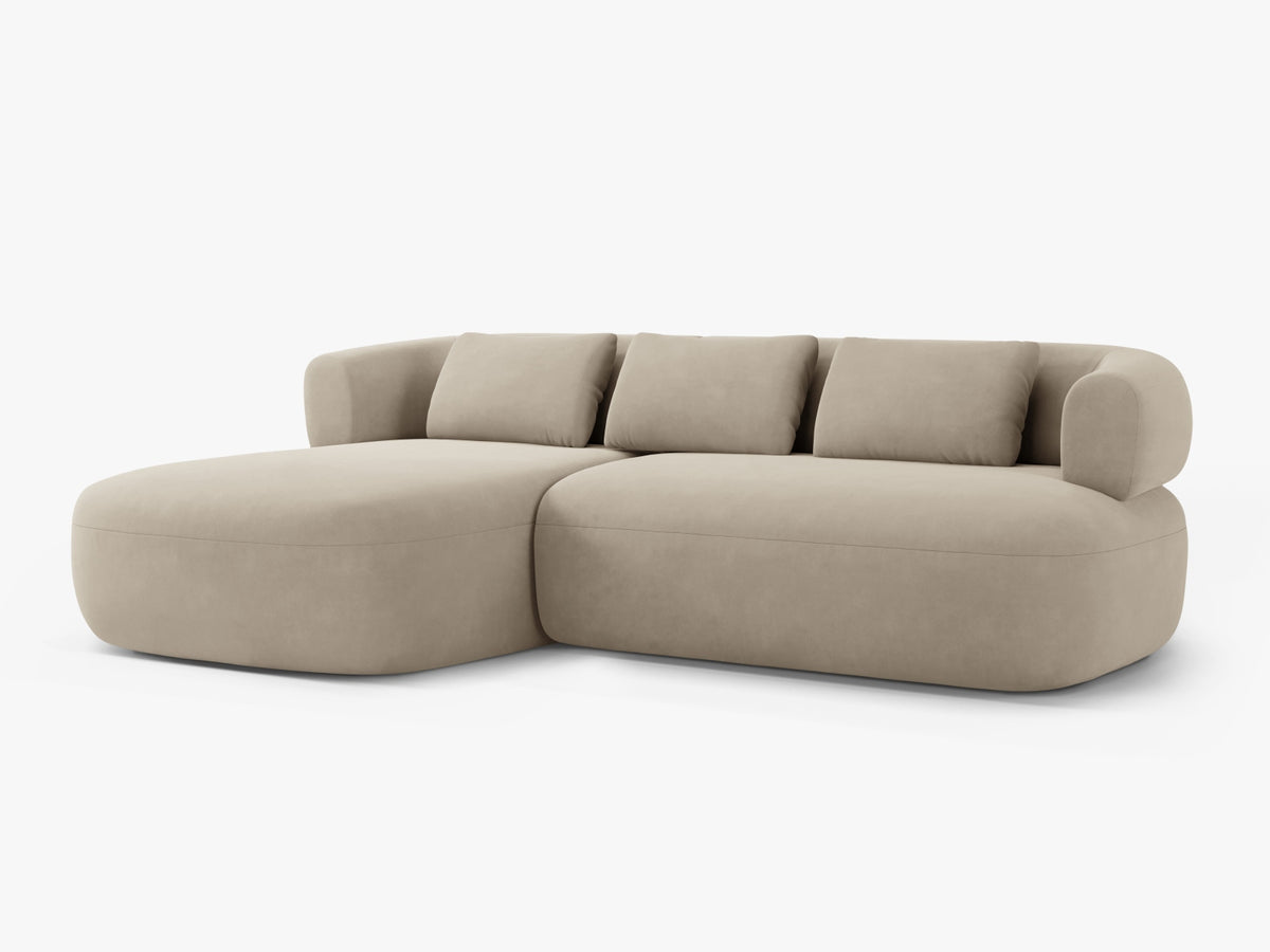 Jenny Velour Ecksofa links 5 Sitzer in Beige-Salvador präsentiert im Onlineshop von KAQTU Design AG. L-Sofa links ist von Micadoni