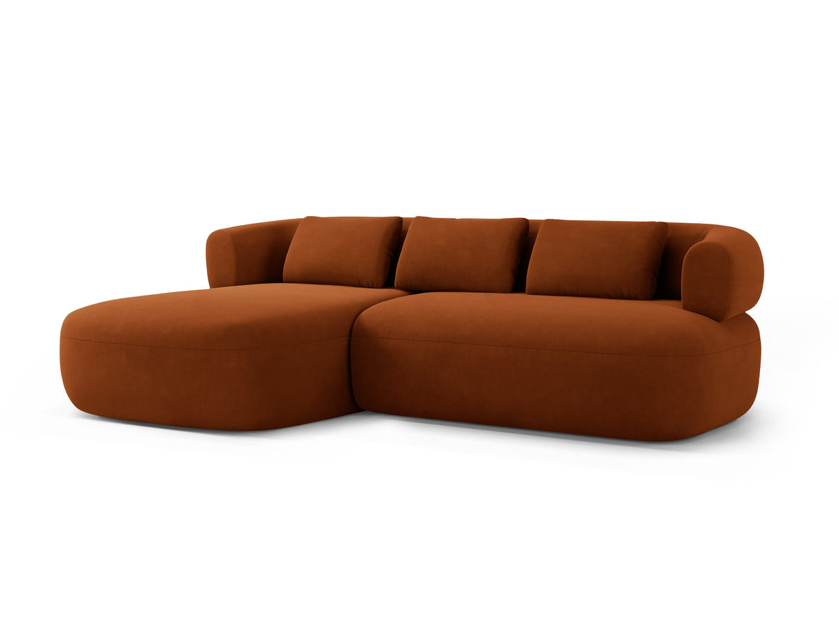 Jenny Velour Ecksofa links 5 Sitzer in Terracotta-Salvador präsentiert im Onlineshop von KAQTU Design AG. L-Sofa links ist von Micadoni