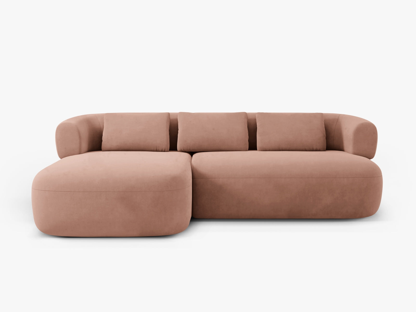 Jenny Velour Ecksofa links 5 Sitzer in Pink-Salvador präsentiert im Onlineshop von KAQTU Design AG. L-Sofa links ist von Micadoni