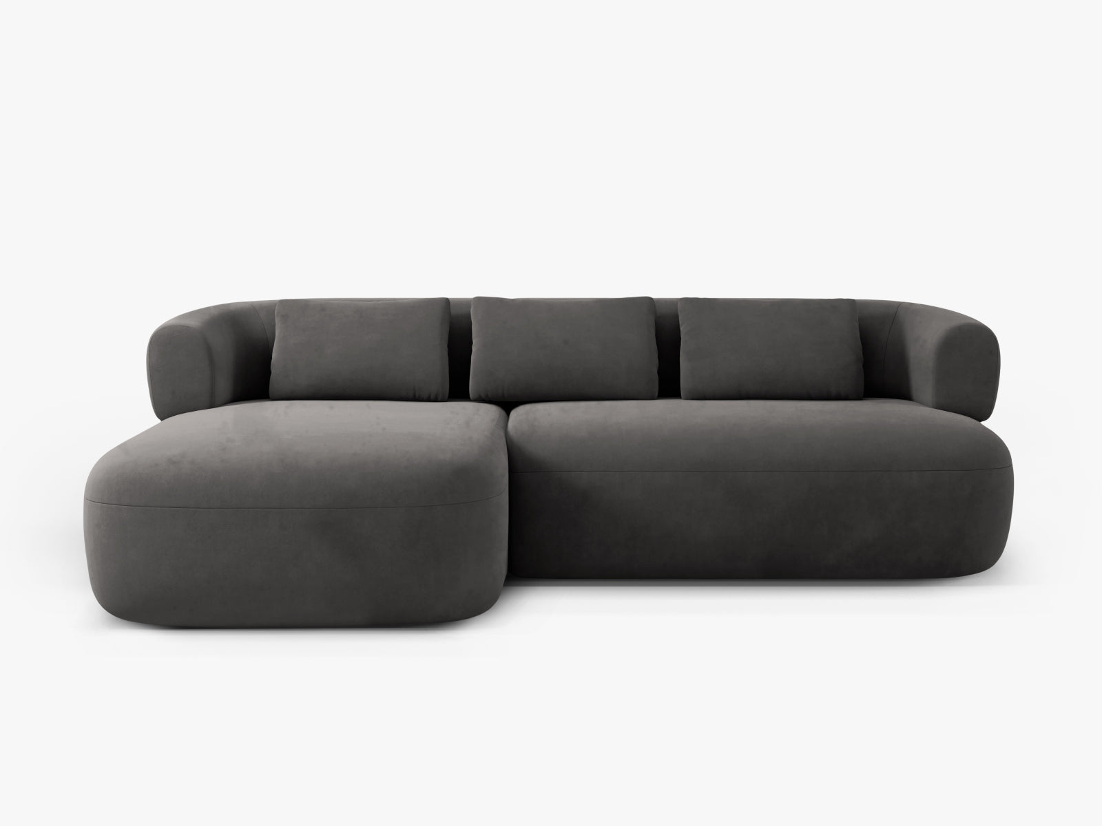Jenny Velour Ecksofa links 5 Sitzer in Dark Grey-Salvador präsentiert im Onlineshop von KAQTU Design AG. L-Sofa links ist von Micadoni