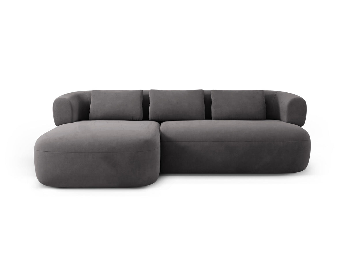 Jenny Velour Ecksofa links 5 Sitzer in Dark Grey-Salvador präsentiert im Onlineshop von KAQTU Design AG. L-Sofa links ist von Micadoni
