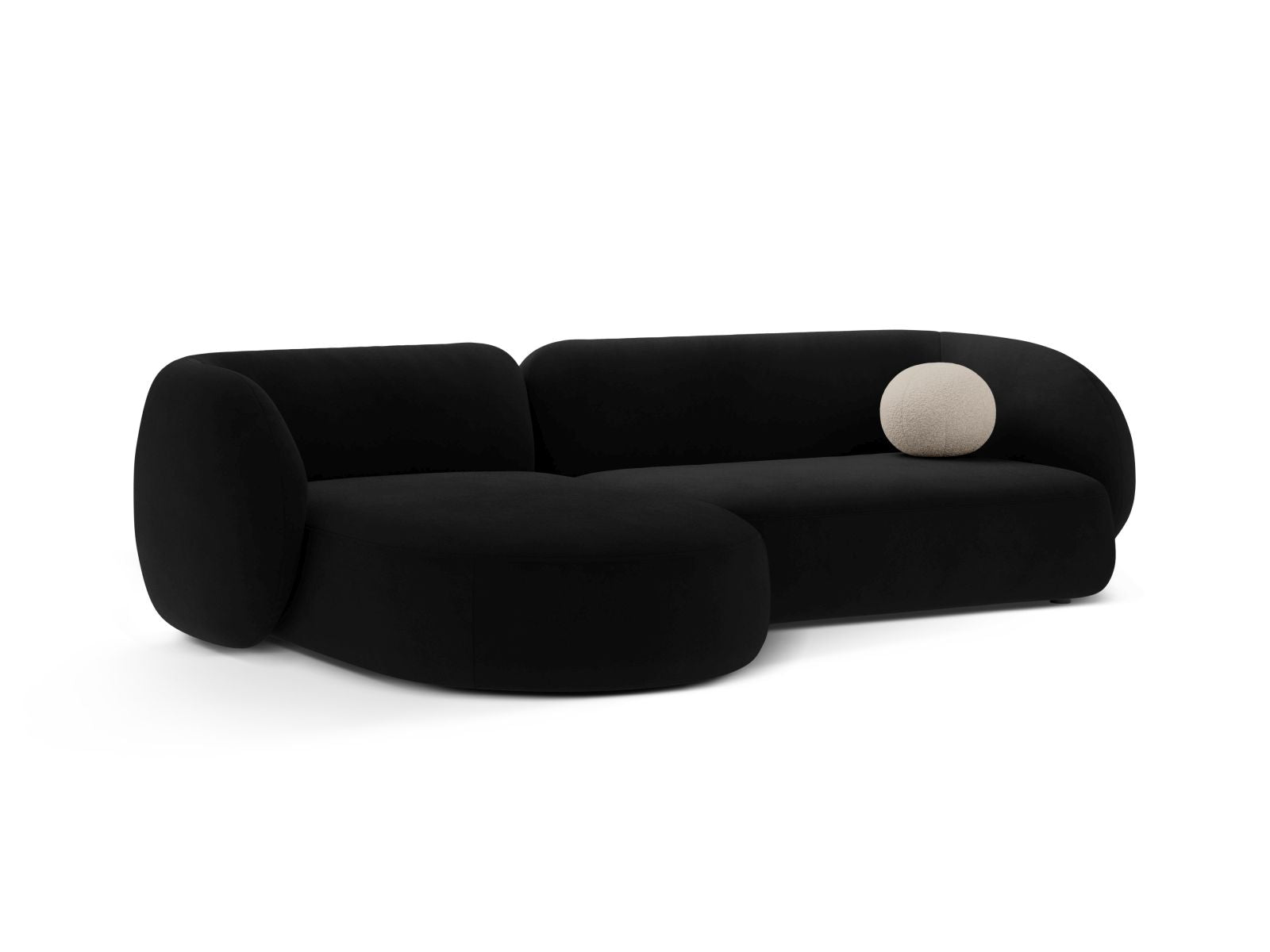 Elegantes 3-Sitzer Ecksofa links Kate von Micadoni in stilvollem Schwarz, ideal für moderne Wohnräume.