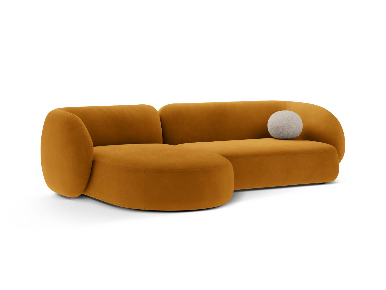 Modulares 3-Sitzer Ecksofa links Kate in stilvollem Gelb, ideal für moderne Wohnräume, von Micadoni.