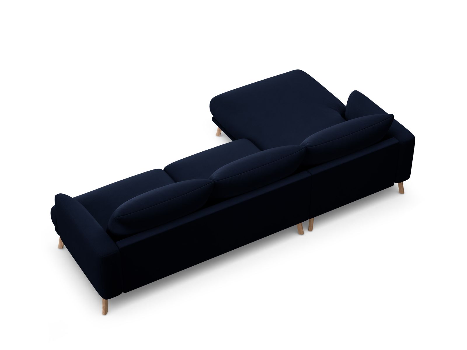 Modernes 4-Sitzer Ecksofa links Naomi in Royal Blue-Salvador, perfekt für gemütliche Abende und stilvolle Einrichtungsideen.