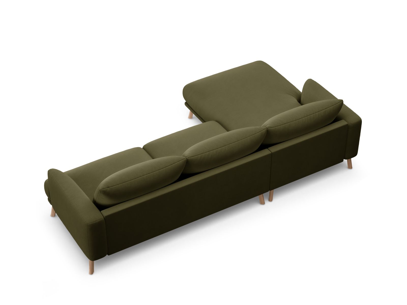 Elegantes 4-Sitzer Ecksofa links Naomi in trendigem Green-Salvador, perfekt für gemütliche Abende und stilvolle Wohnräume.