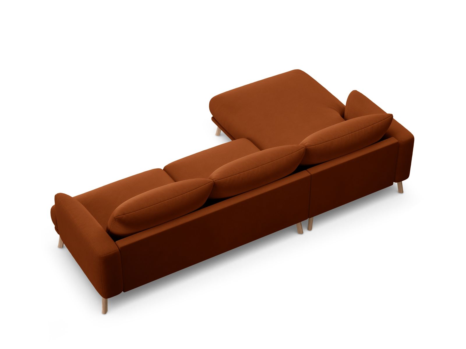 Stylisches 4-Sitzer Ecksofa links Naomi in elegantem Terracotta, perfekt für gemütliche Abende und stilvolle Wohnräume.