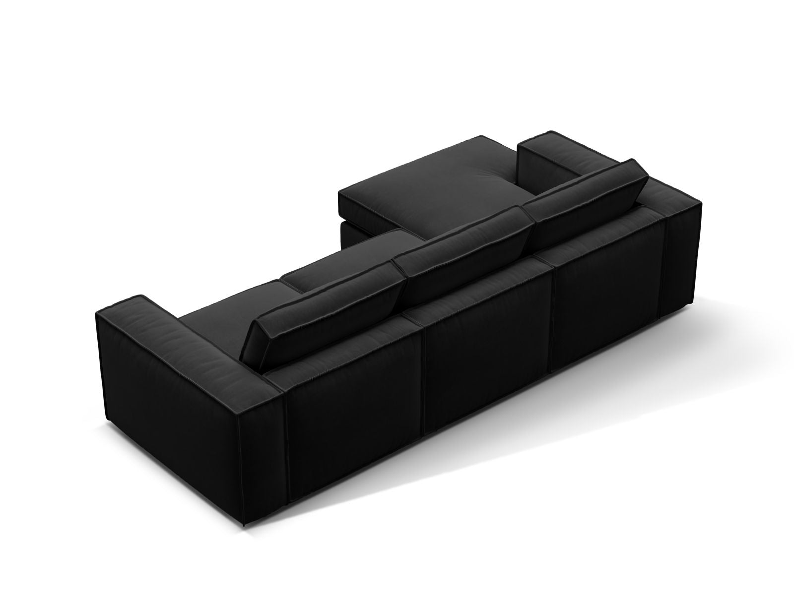 Stylisches 3-Sitzer Ecksofa Pola in zeitlosem Schwarz, perfekt für jeden Wohnstil. Modularer Aufbau für individuelle Gestaltung und hohen Komfort.