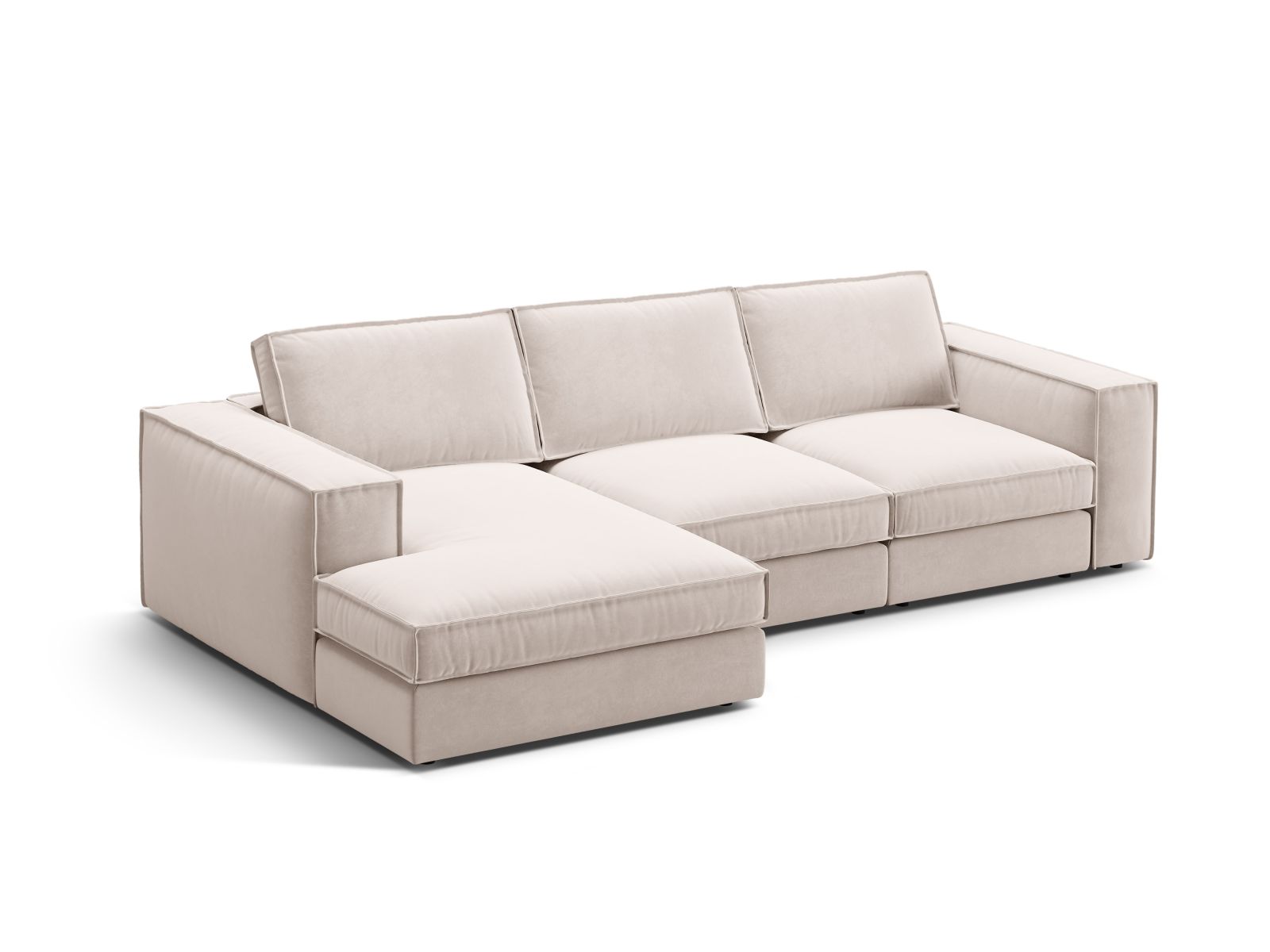 Beige 3-Sitzer Ecksofa Pola von Micadoni, modular und linksseitig, ideal für stilvolle Wohnräume, bequem und modern.