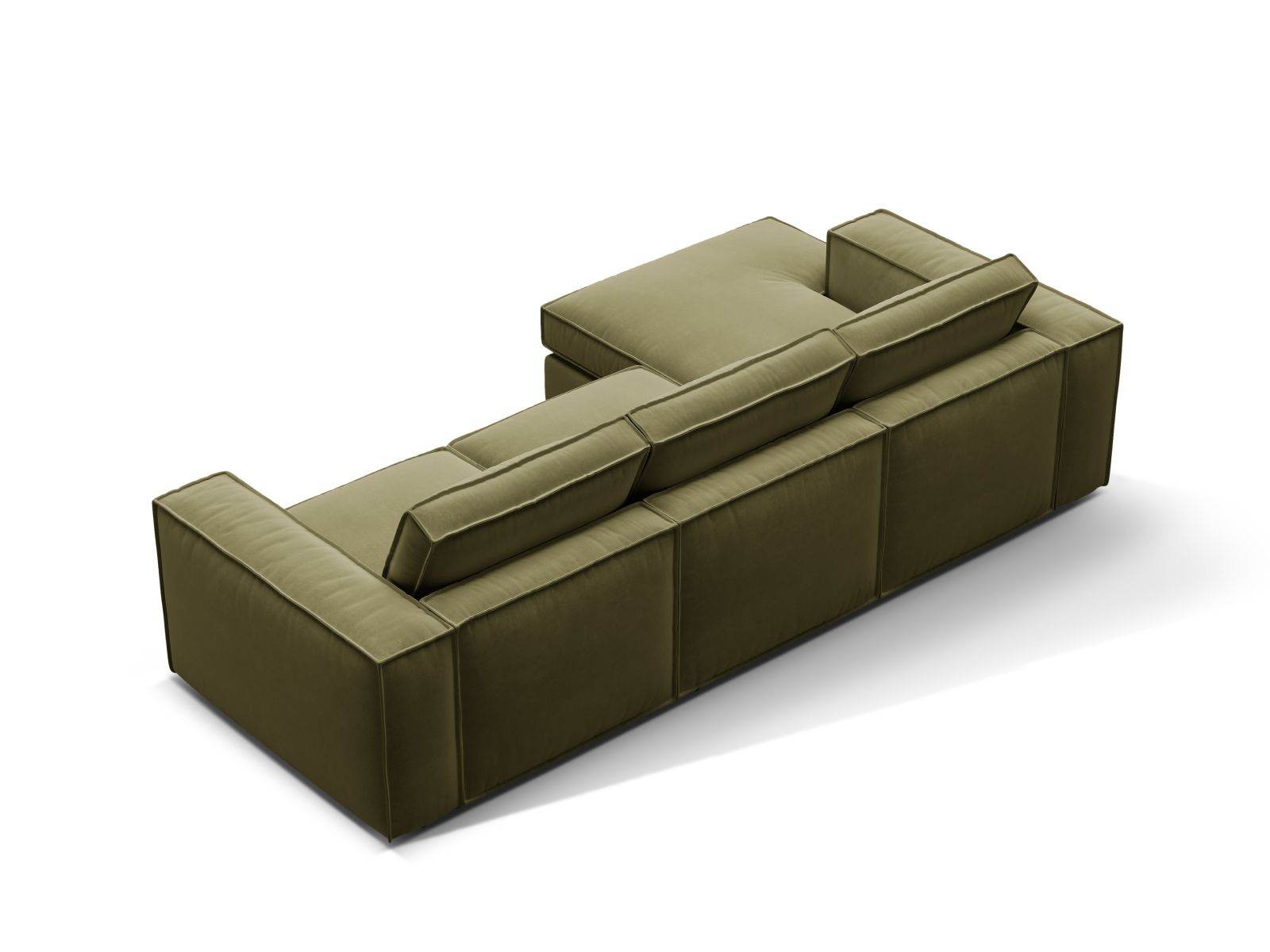Stylisches 3-Sitzer Modular Ecksofa links Pola in frischem Grün, perfekt für gemütliche Abende und stilvolle Einrichtung.
