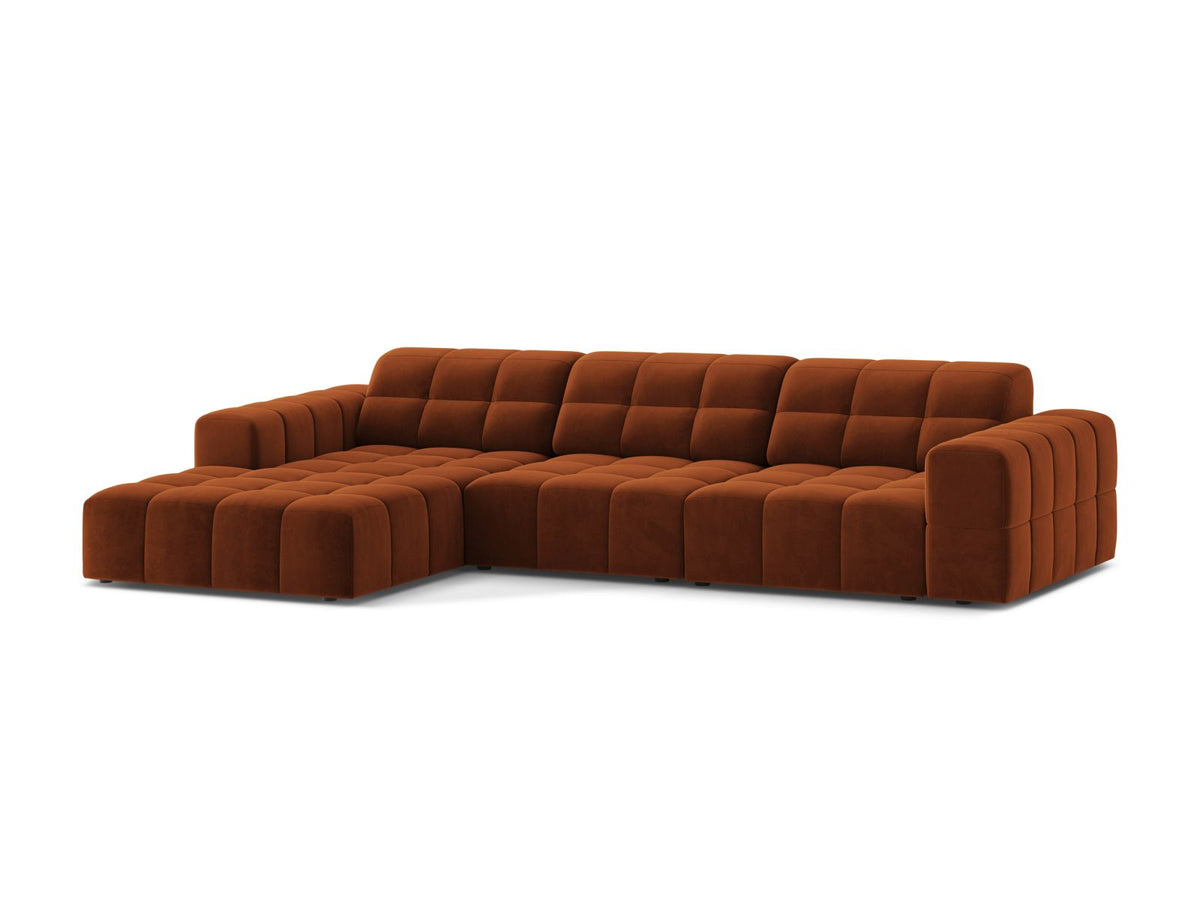 4-Sitzer Ecksofa links Jennifer in Terracotta-Bluvel präsentiert im Onlineshop von KAQTU Design AG. Ecksofa links ist von Micadoni