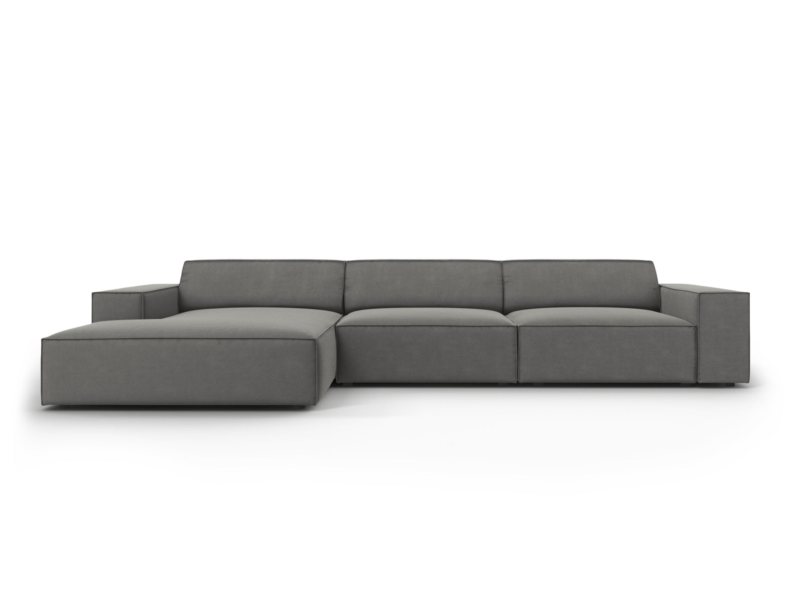 Jodie Velour modulares Ecksofa links 4 Sitzer in Light Grey-Bluvel präsentiert im Onlineshop von KAQTU Design AG. L-Sofa links ist von Micadoni