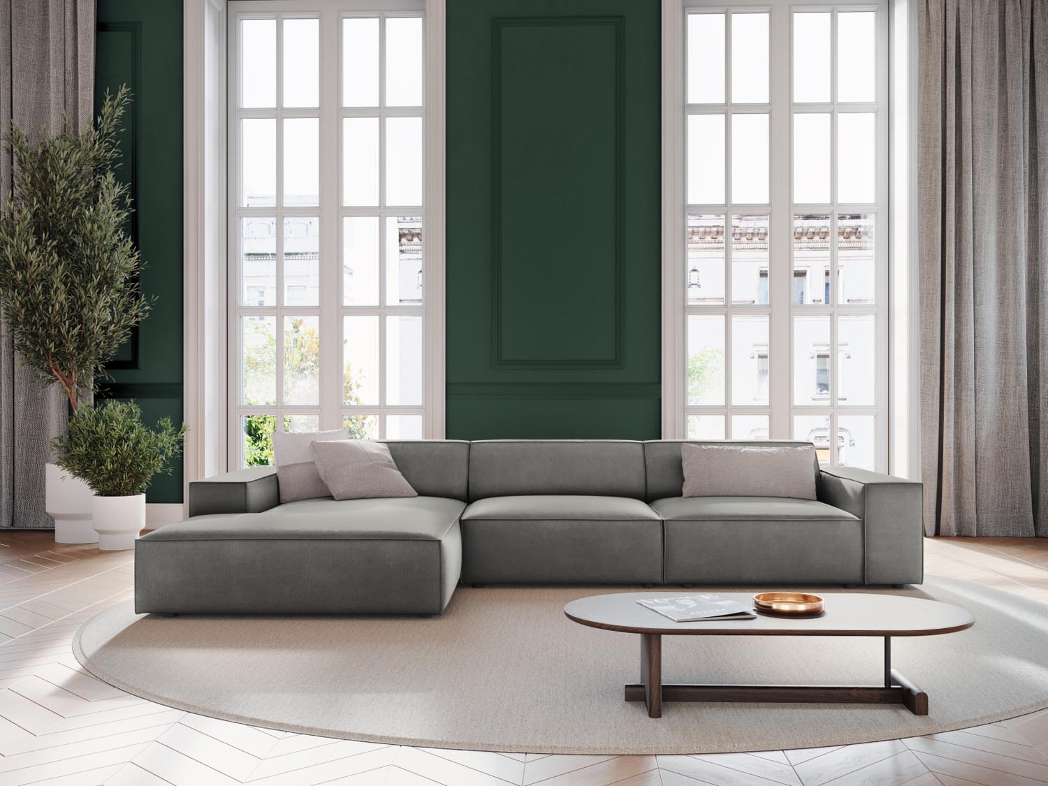 Entdecken Sie das Jodie Velour Ecksofa links von Micadoni – ein stilvolles 4-Sitzer Sofa, das Komfort und Eleganz in Ihr Zuhause bringt.