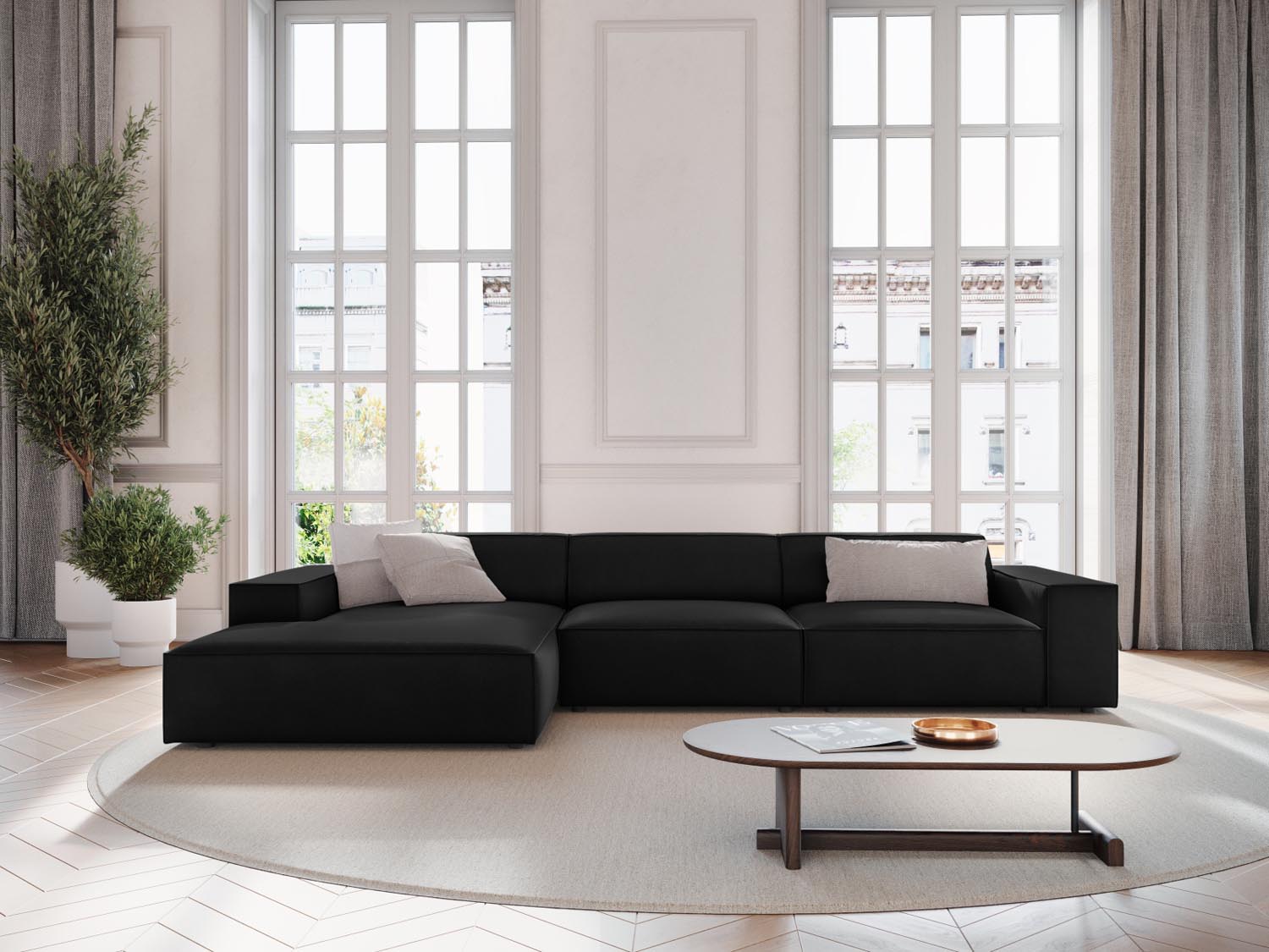 Entdecken Sie das Jodie Velour Ecksofa links von Micadoni – ein stilvolles 4-Sitzer Möbelstück, das Komfort und Eleganz vereint.