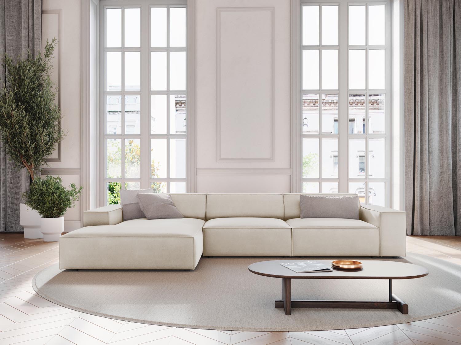 Entdecken Sie das Jodie Velour Ecksofa links von Micadoni – ein stilvolles 4-Sitzer Sofa, das Komfort und Eleganz vereint. Ideal für Ihr Wohnzimmer!