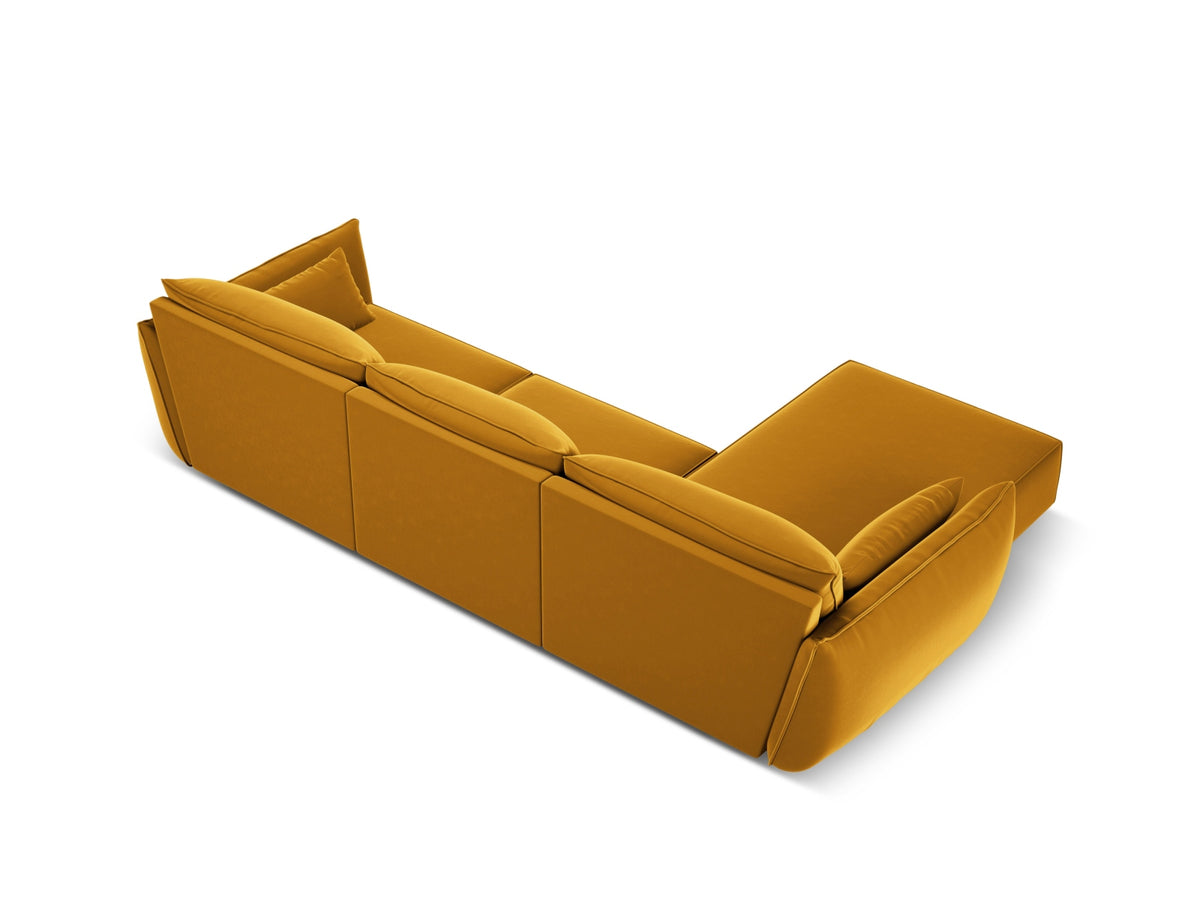 Kaelle Velour Ecksofa links 4 Sitzer in Yellow-Bluvel präsentiert im Onlineshop von KAQTU Design AG. L-Sofa links ist von Micadoni