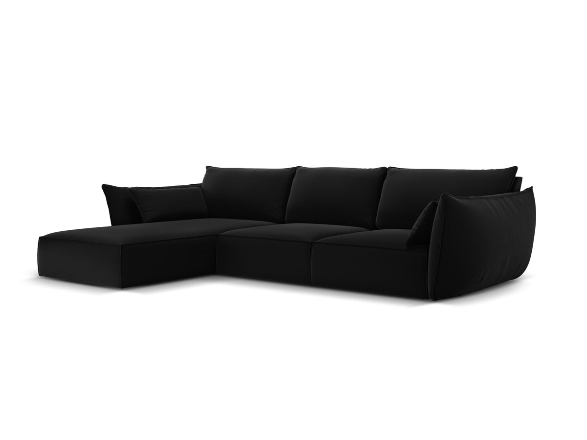 Kaelle Velour Ecksofa links 4 Sitzer in Black-Bluvel präsentiert im Onlineshop von KAQTU Design AG. L-Sofa links ist von Micadoni