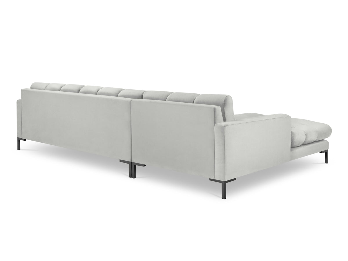 Mamaia Velour Ecksofa links 5 Sitzer in Silver/Schwarz-Bluvel präsentiert im Onlineshop von KAQTU Design AG. L-Sofa links ist von Micadoni