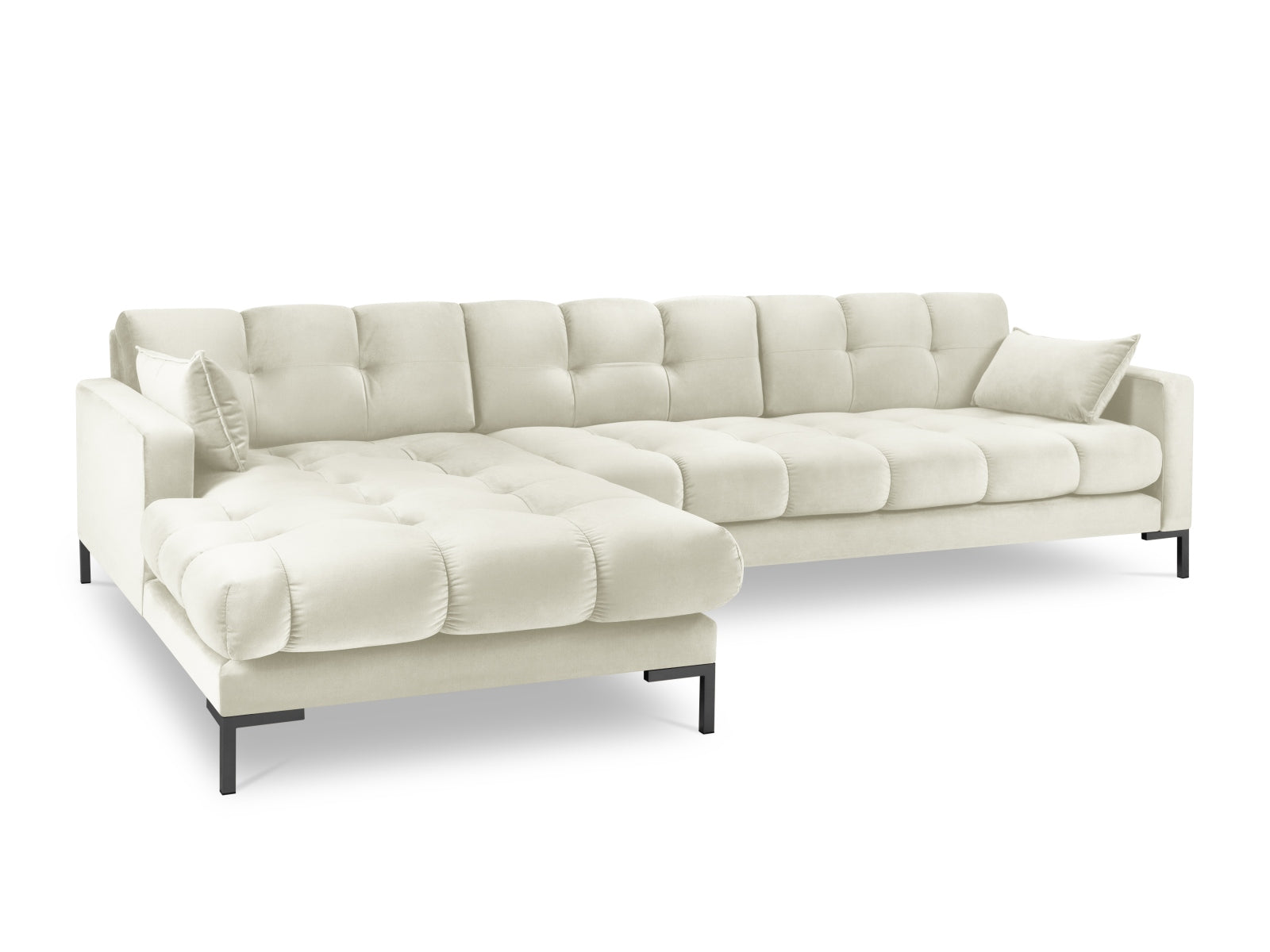 Mamaia Velour Ecksofa links 5 Sitzer in Light Beige/Schwarz-Bluvel präsentiert im Onlineshop von KAQTU Design AG. L-Sofa links ist von Micadoni