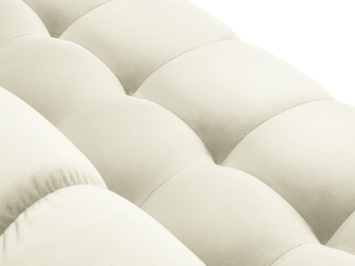 Stilvolles Mamaia Velour Ecksofa links, 5-Sitzer, in harmonischen Beige- und Schwarznuancen, perfekt für modernes Wohnen und entspannte Stunden.