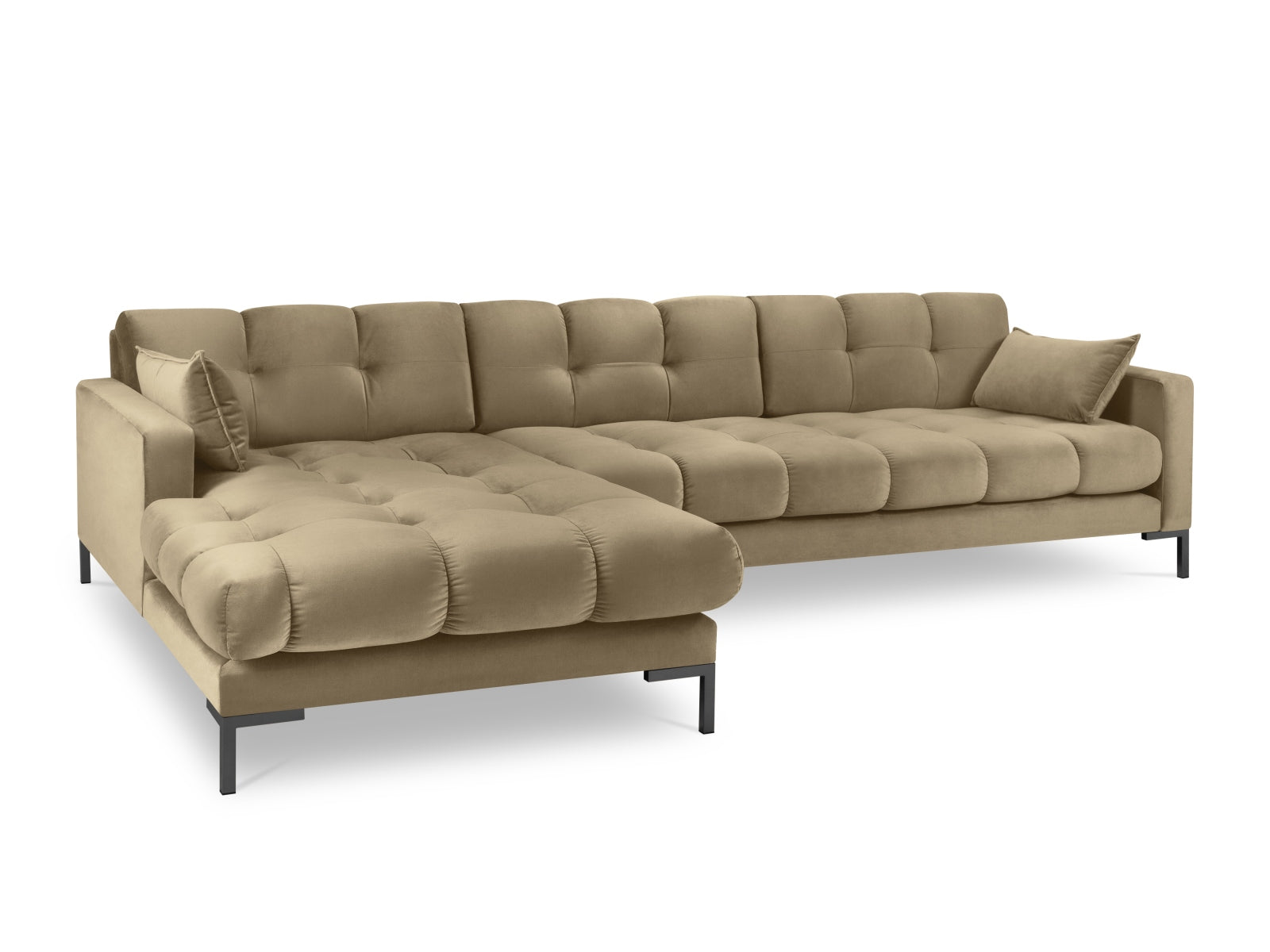 Mamaia Velour Ecksofa links 5 Sitzer in Beige/Schwarz-Bluvel präsentiert im Onlineshop von KAQTU Design AG. Ecksofa links ist von Micadoni
