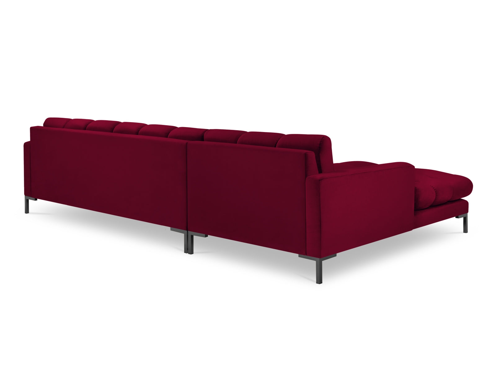 Elegantes Mamaia Velour Ecksofa links, 5-Sitzer von Micadoni, bietet großzügigen Sitzkomfort und ein ansprechendes, zeitgemäßes Design.