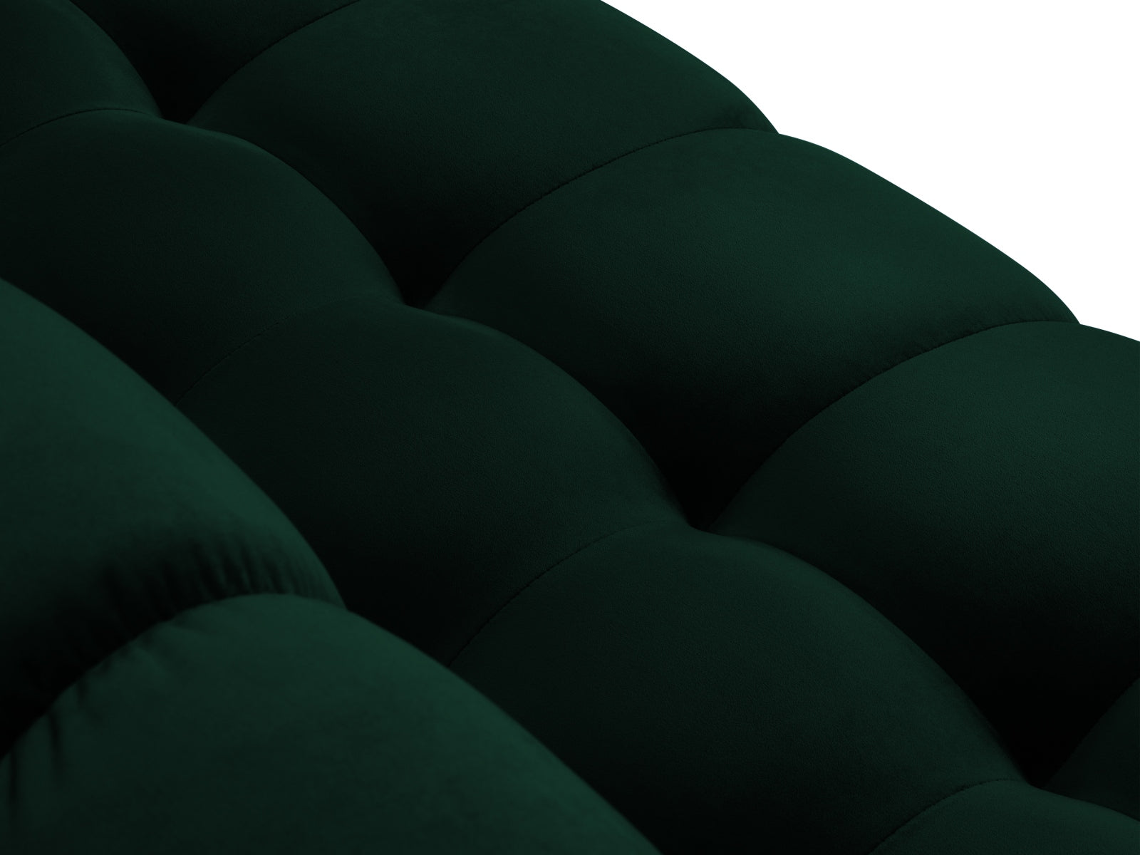 Stilvolles Mamaia Velour Ecksofa links in edlem Flaschengrün, perfekt für entspannte Stunden und stilvolle Einrichtungsideen.