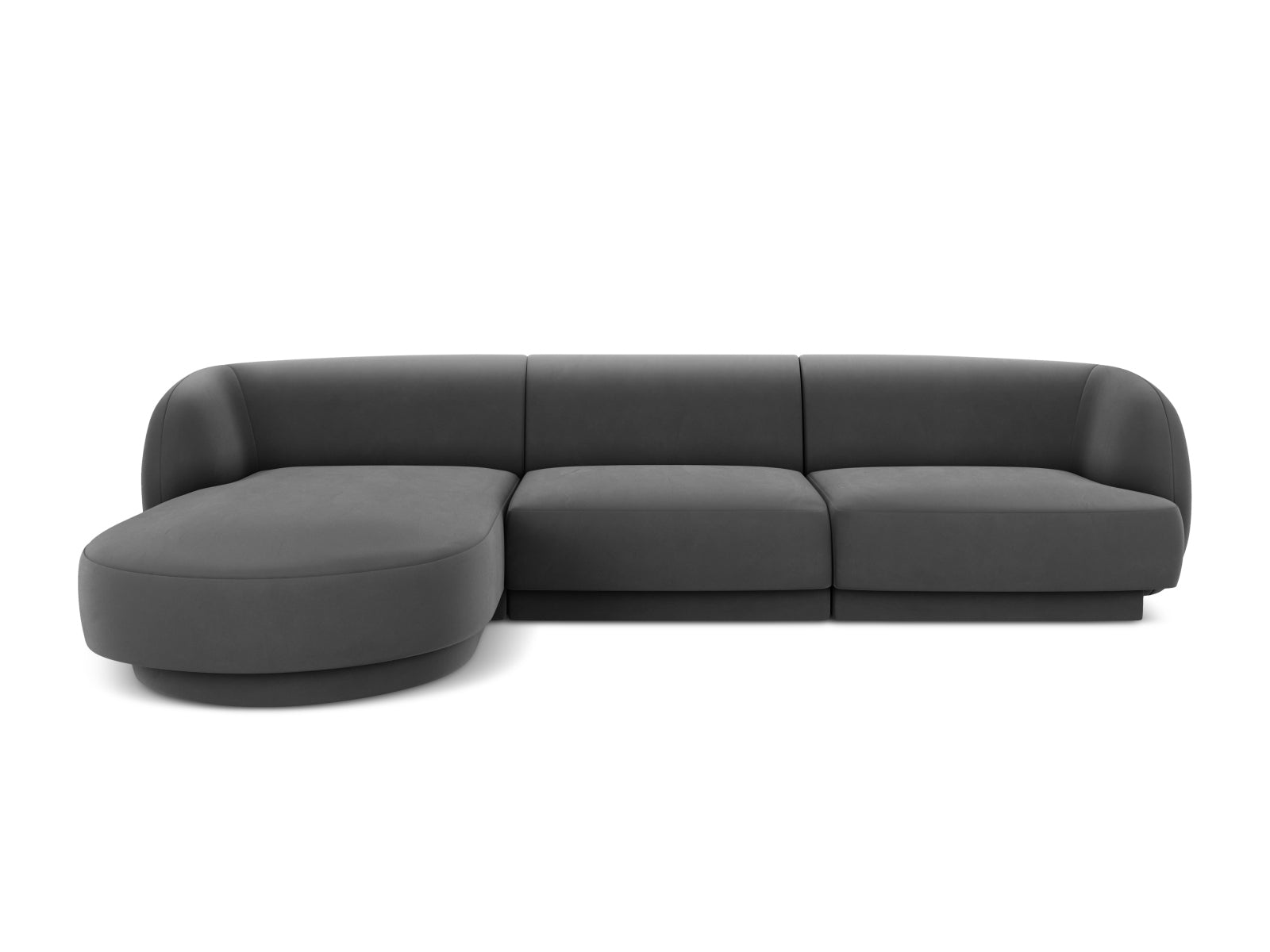 Miley Velour Ecksofa links 4 Sitzer in Grey-Bluvel präsentiert im Onlineshop von KAQTU Design AG. L-Sofa links ist von Micadoni