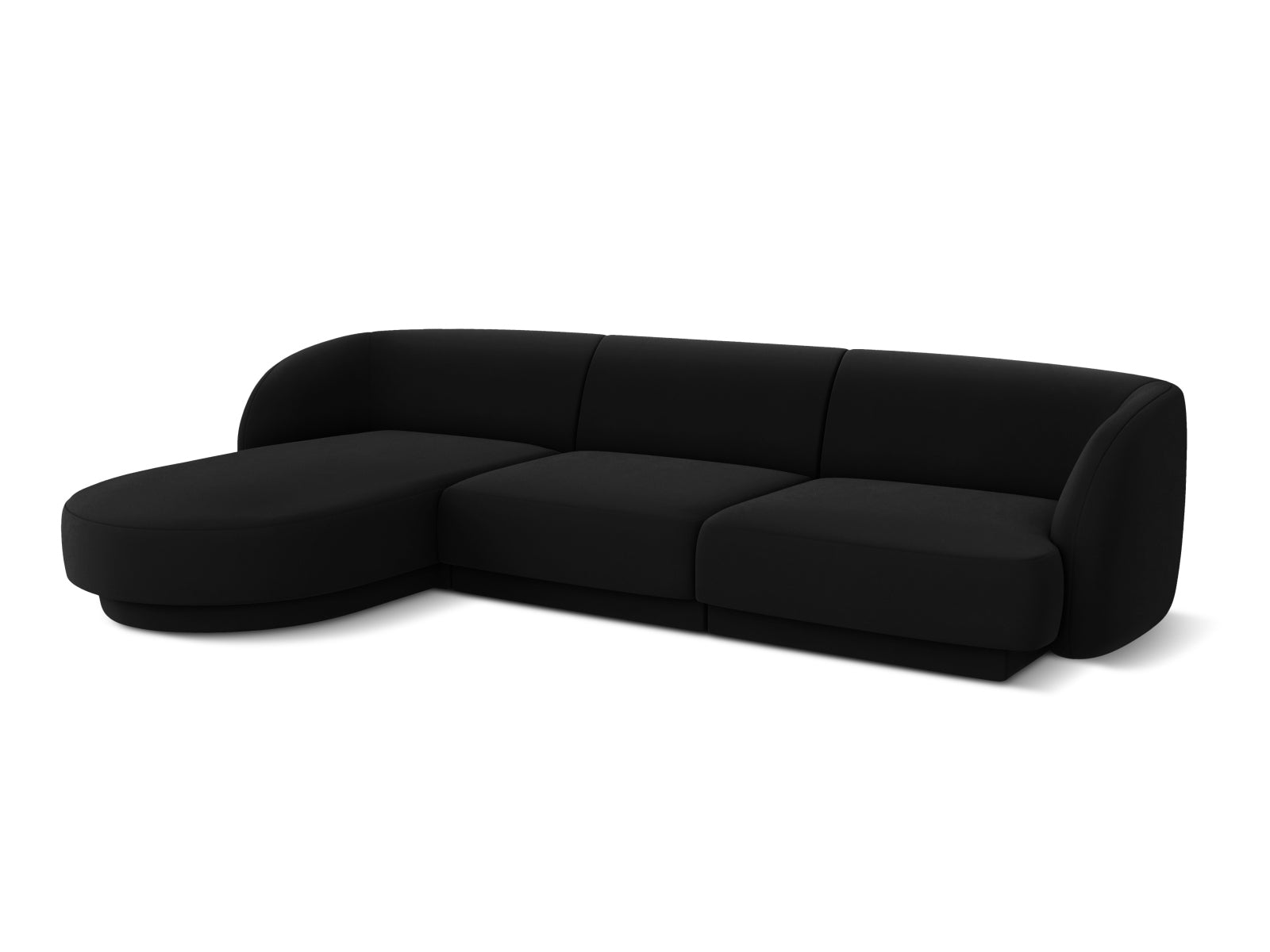 Luxuriöses Miley Velour Ecksofa links, 4-Sitzer, vereint Komfort und Stil, perfekt für zeitgemäße Wohnkonzepte von Micadoni.