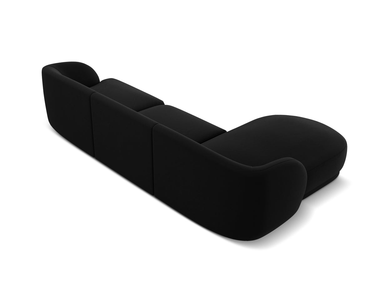 Miley Velour Ecksofa links 4 Sitzer in Black-Bluvel präsentiert im Onlineshop von KAQTU Design AG. L-Sofa links ist von Micadoni