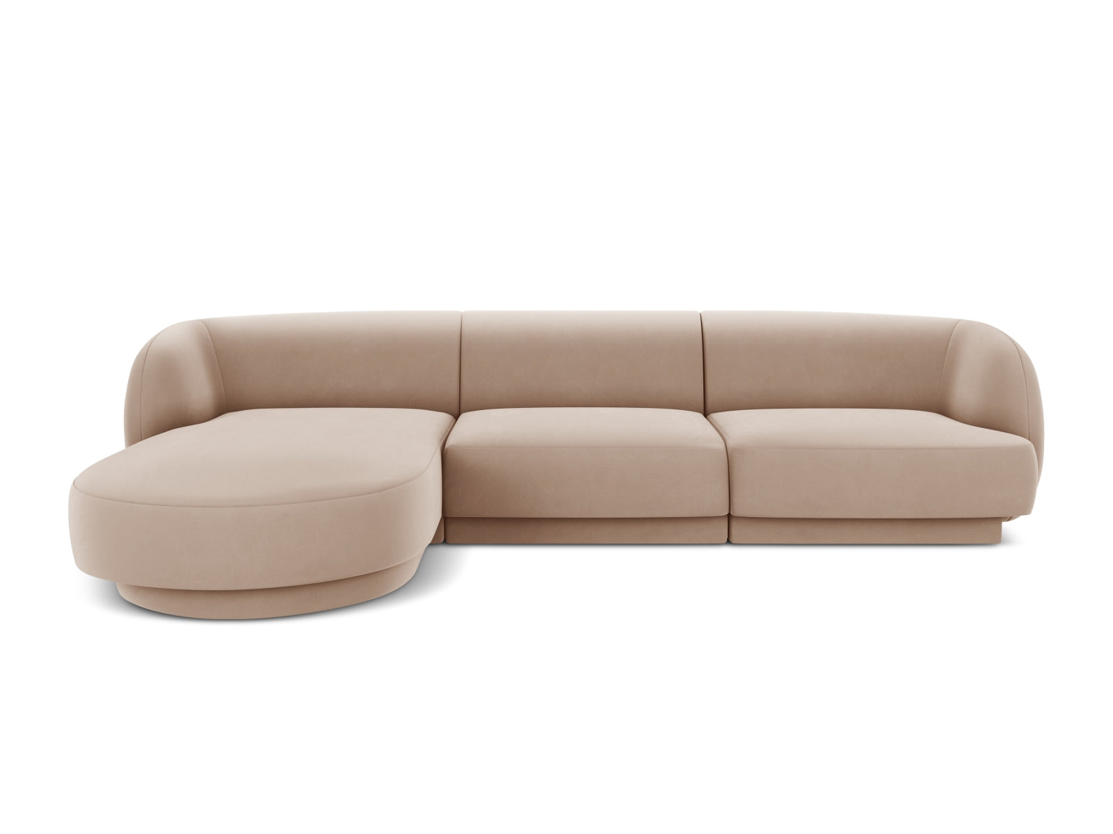 Miley Velour Ecksofa links 4 Sitzer in Cappuccino-Bluvel präsentiert im Onlineshop von KAQTU Design AG. L-Sofa links ist von Micadoni